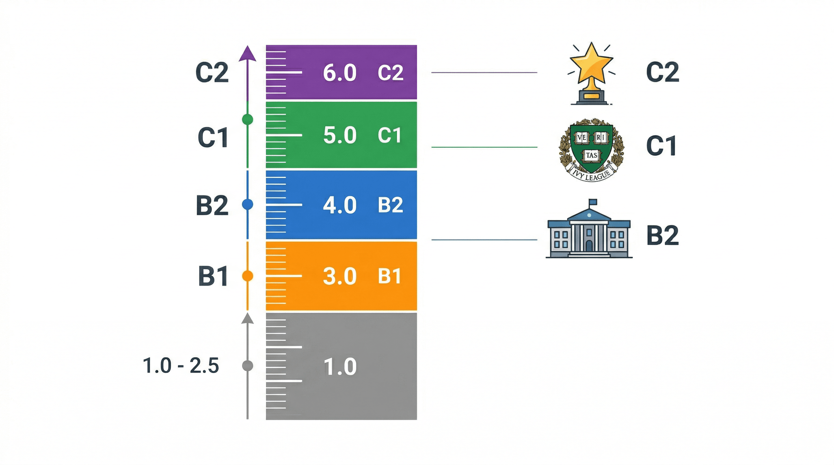 Nouvelle échelle de notation TOEFL 2026 — de 1.0 à 6.0 alignée sur le CECRL avec équivalences CECRL par section