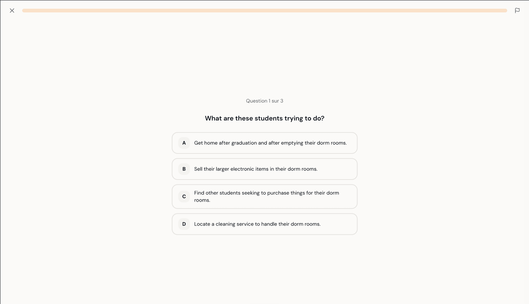 Exercice Listening : répondre aux questions sur l'audio écouté